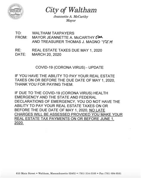 city of waltham real estate tax bill.